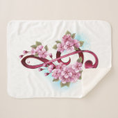 Muziektekiemen met Sakura bloemen Sherpa Deken (Voorkant (horizontaal))