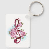 Muziektekiemen met Sakura bloemen Sleutelhanger (Achterkant)