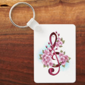 Muziektekiemen met Sakura bloemen Sleutelhanger (Voorkant)