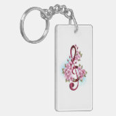 Muziektekiemen met Sakura bloemen Sleutelhanger (Voorkant Links)