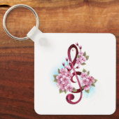 Muziektekiemen met Sakura bloemen Sleutelhanger (Voorkant)
