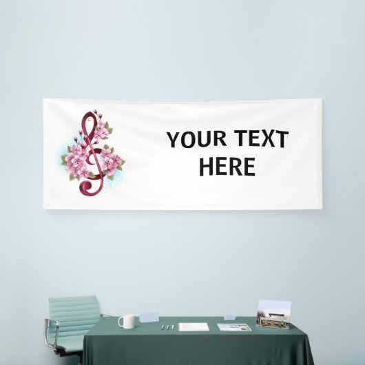 Muziektekiemen met Sakura bloemen Spandoek (Beurs)