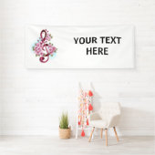 Muziektekiemen met Sakura bloemen Spandoek (Insitu)