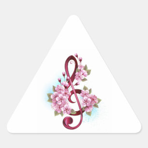 Muziektekiemen met Sakura bloemen Sticker