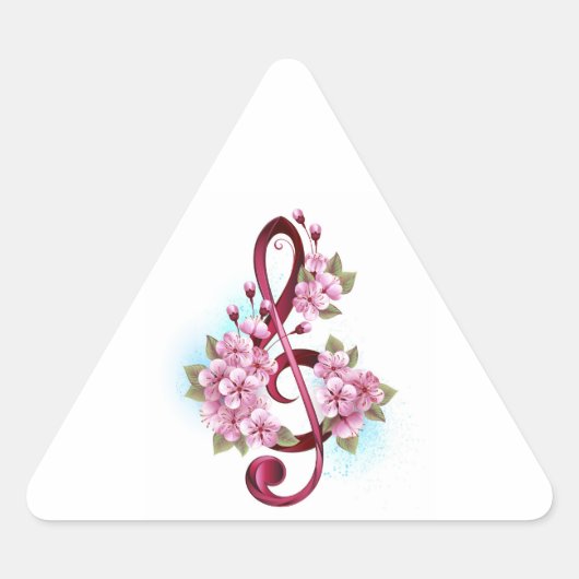 Muziektekiemen met Sakura bloemen Sticker (Voorkant)