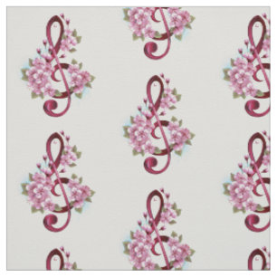 Muziektekiemen met Sakura bloemen Stof