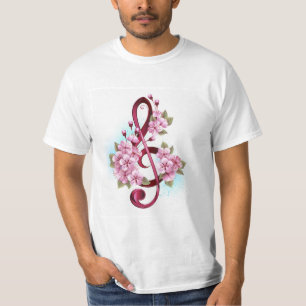 Muziektekiemen met Sakura bloemen T-shirt