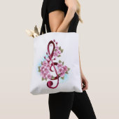 Muziektekiemen met Sakura bloemen Tote Bag (Dichtbij)