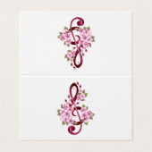 Muziektekiemen met Sakura bloemen Visitekaartje (Buitenkant ongevouwen)