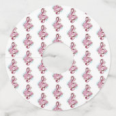 Muziektekiemen met Sakura bloemen Wijnglaslabel (Achterkant)