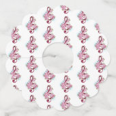 Muziektekiemen met Sakura bloemen Wijnglaslabel (Achterkant)