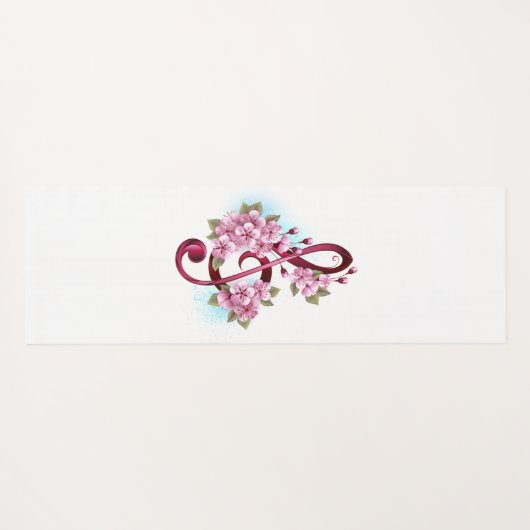 Muziektekiemen met Sakura bloemen Yogamat (Achterkant (horizontaal))