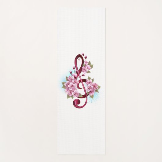 Muziektekiemen met Sakura bloemen Yogamat (Voorkant)