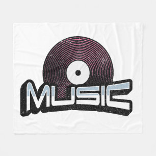 Muziektekst met vinylplaat fleece deken