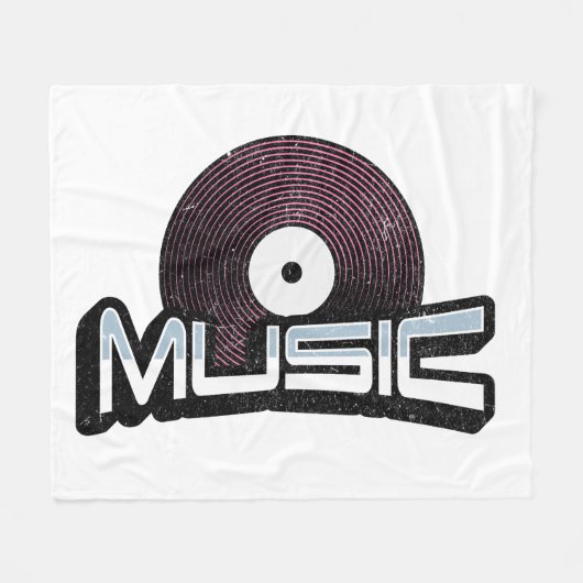 Muziektekst met vinylplaat fleece deken (Voorkant (Horizontaal))