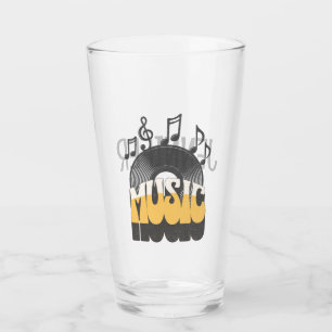 Muziektekst met vinylplaat glas