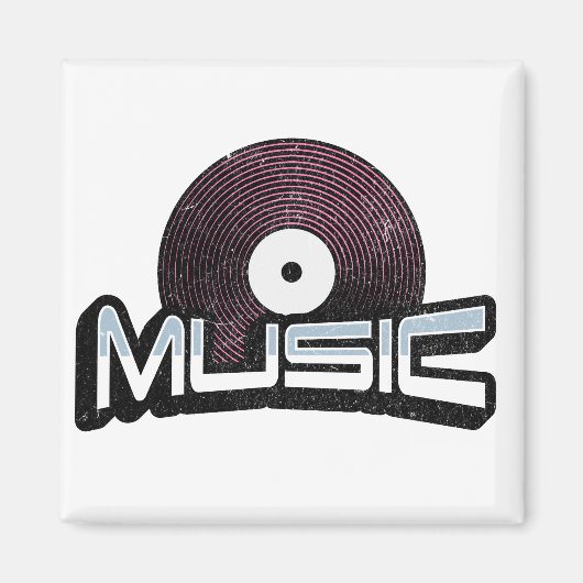 Muziektekst met vinylplaat magneet (Voorkant)