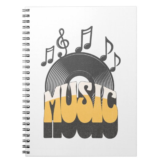 Muziektekst met vinylplaat notitieboek (Voorkant)