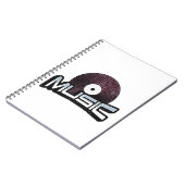 Muziektekst met vinylplaat notitieboek (Linkerzijde)