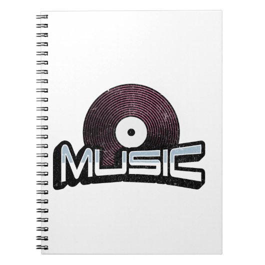 Muziektekst met vinylplaat notitieboek (Voorkant)