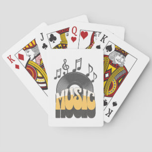 Muziektekst met vinylplaat pokerkaarten