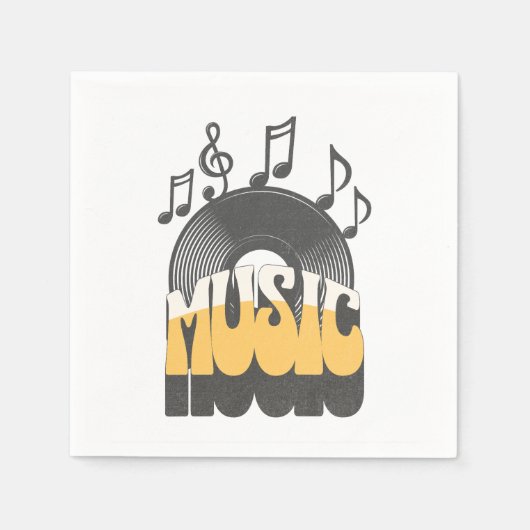 Muziektekst met vinylplaat servet (Voorkant)