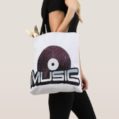 Muziektekst met vinylplaat tote bag (Dichtbij)