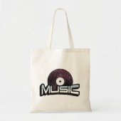 Muziektekst met vinylplaat tote bag (Voorkant)