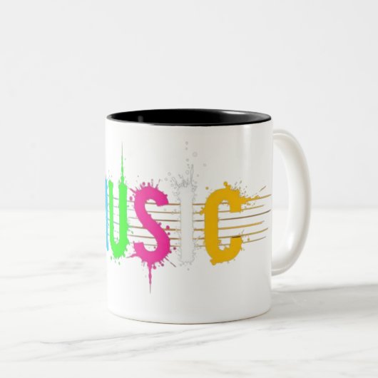 Muziektekst ontkent kleurrijke Mok (Voorkant rechts)