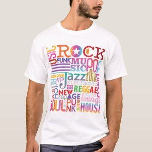 Muziektekstontwerp T-shirt
