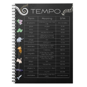 Muziektempo kaart spiraal notebook notitieboek