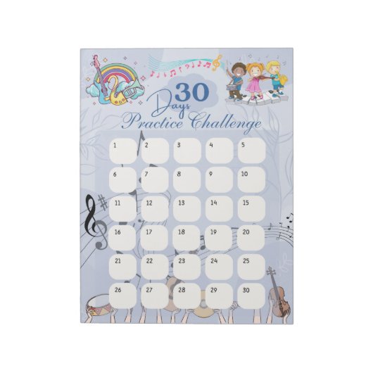 Muziekthema 30 Days Practice Challenge Notitieblok (Linkerzijde)