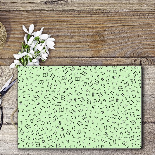 Muziekthema Diverse zwarte Muzieknoten Groen Tissuepapier