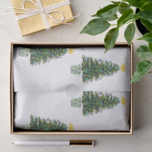 Muziekthema kerstbomen tissuepapier (Geschenk)