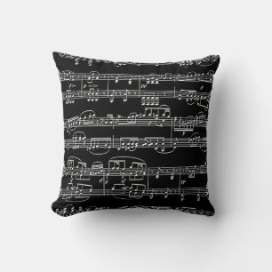 Muziekthema met zwart decor kussen