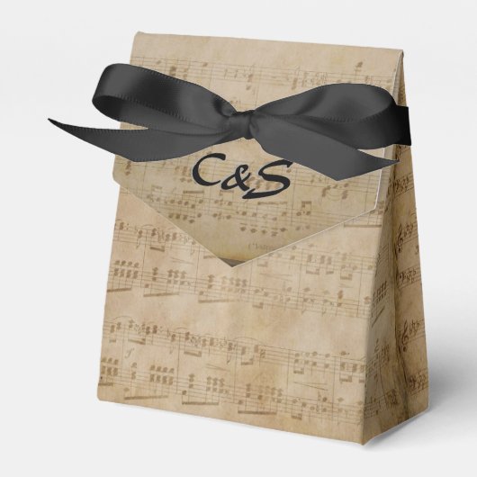 Muziekthema Monogram Favor Boxes Bedankdoosjes (Voorkant Zijde)