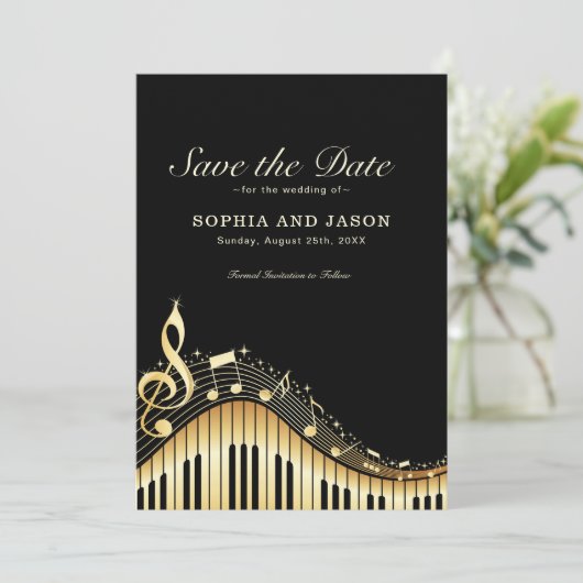 Muziekthema Opslaan Datum Save The Date (Staand voorkant)