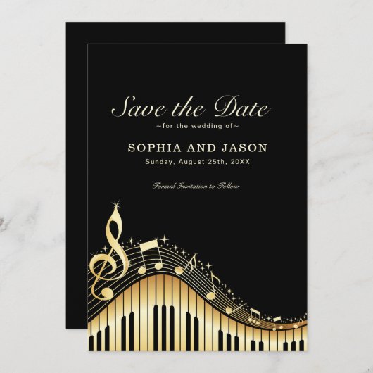 Muziekthema Opslaan Datum Save The Date (Voorkant / Achterkant)