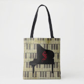 Muziekthema Piano Book Canvas tas Music Note (Voorkant)