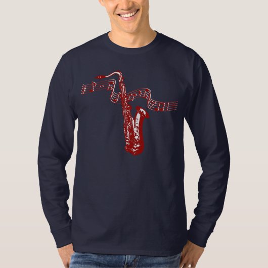 Muziekthema Red Saxophone Red Notes - Shirt (Voorkant)