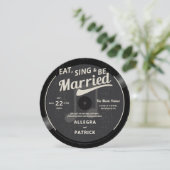 Muziekthema  Vinyl Zwart Wit Bruiloft Kaart (Staand voorkant)