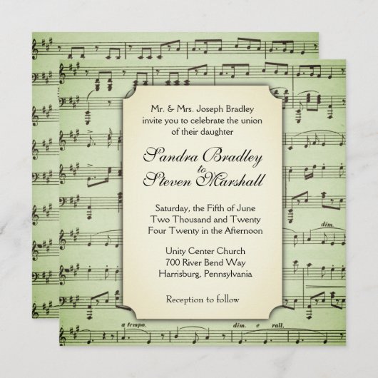 Muziekthema Weddenschap Groen Kaart (Voorkant / Achterkant)