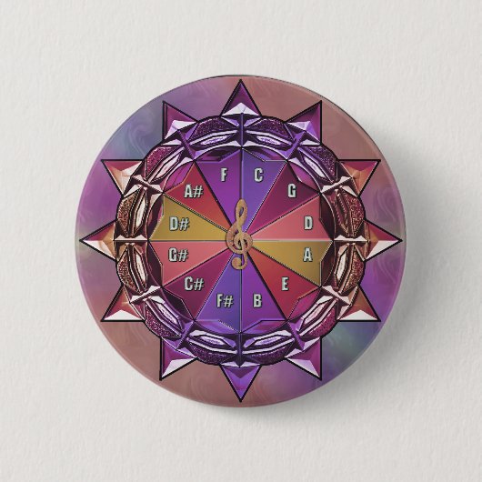 Muziektheoriecirkel van vijf mandala ronde button 5,7 cm (Voorkant)