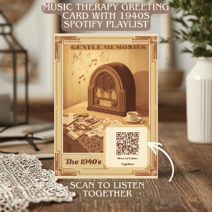 Muziektherapie QR-code uit de jaren 40 met hits ui Feestdagenkaart