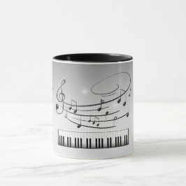 Muziektoetsenbord en notities mok