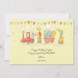 Muziektrein met wilde dieren kinder Happy Birthday Feestdagenkaart