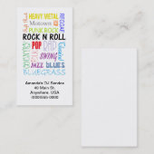 Muziektypen Visitekaartjes (Voorkant / Achterkant)