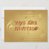 Muziekuitnodiging - Gold Music Note Invitation Kaart (Voorkant)