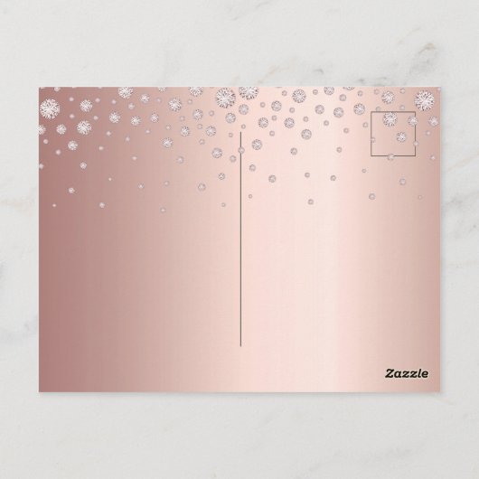 Muziekuitnodiging voor gouddiamanten in het roos v briefkaart (Achterkant)