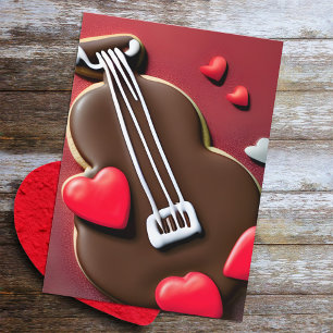 MuziekValentijn Pun Chocolate Violin-tine Hearts Feestdagen Kaart